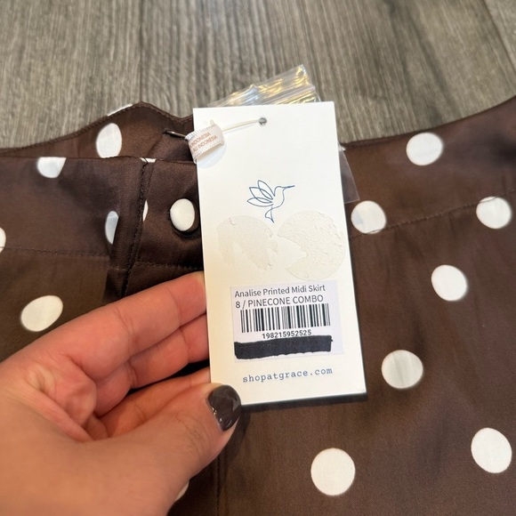 NWT Free People Analise Polka Dot Button-Up Midi Skirt – Pinecone Combo - Picture 8 of 10